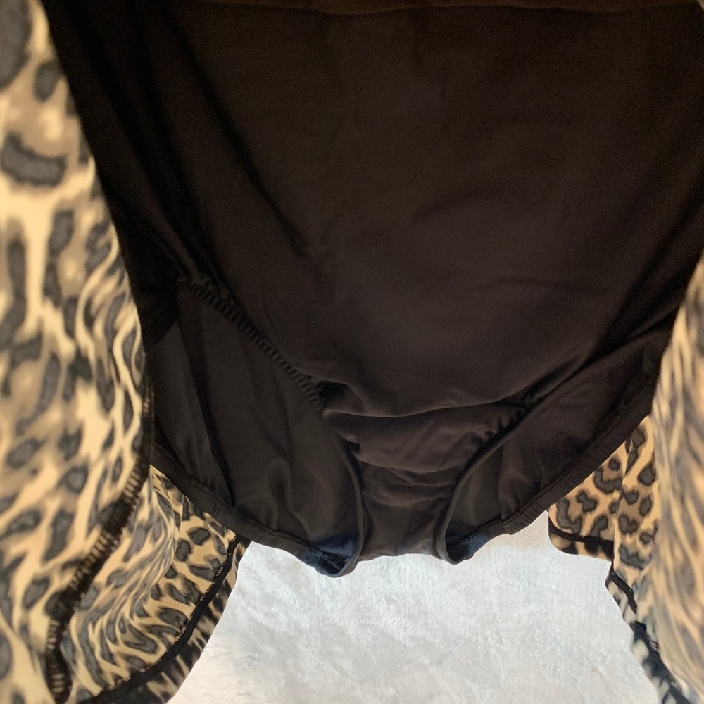 Swim Solutions Womens Leopard Print Square Neck Swimdress Brown Black Size 18 - Picture 7 of 9